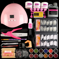 Kit de uñas acrílicas con lámpara secadora, conjunto completo de manicura para polvo acrílico, cepillo, herramienta profesional, accesorios para uñas