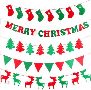 Personnalisé joyeux noël lettre papier bannières guirlande noël noël Festival fête maison suspendus feutre bannières signes drapeaux décor - Product Image 3
