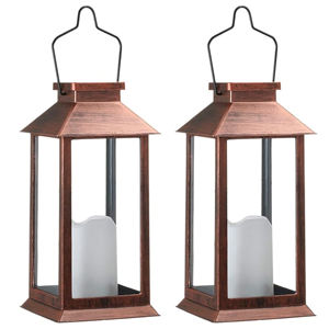 Farol Rústico de Cobre con Paneles de Vidrio y Vela, Iluminación Decorativa Vintage para Hogar, Jardín, Bodas y Ambiente Festivo - Product Image 3