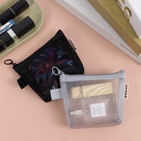Sac cosmétique mignon en maille avec fermeture éclair, pochette de rangement portable pour le maquillage, pour les voyages et l'usage quotidien