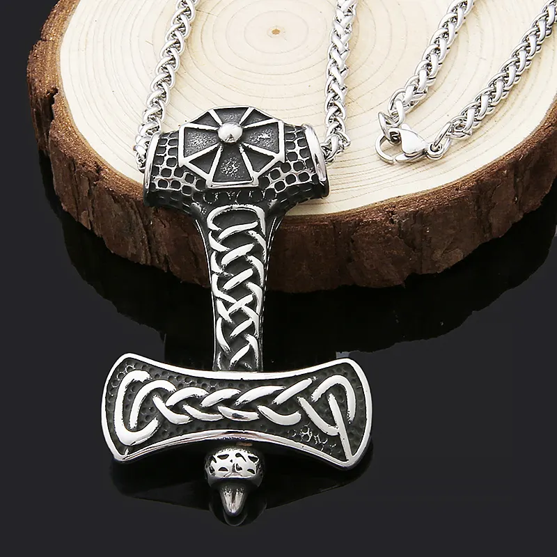 Hip Hop Nordic Talisman Religious Accessories Stainless Steel Viking Axe Necklaces For Men