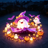 Lanternes fantômes mignonnes en forme de chapeau pour Halloween, décorations douces et peu effrayantes pour centres commerciaux, parcs familiaux et éclairage de rues piétonnes