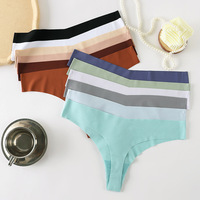 Vente en gros de slips en soie glacée sans couture pour femmes, taille basse, grande taille, couleur unie, danse, ballet, tongs, culottes, string sexy
