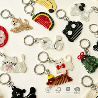 Draagbare schattige cartoon tasbedel van acetaat, kat, fruit, dierenvorm, mini-kam sleutelhanger hanger voor promotionele geschenken groothandel