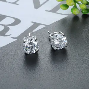 Best Selling Fashion Earrings Women 925 Sterling Silver Stud Earrings 2mm To 8mm Round Crystal Cz Diamond Earrings Jewelry