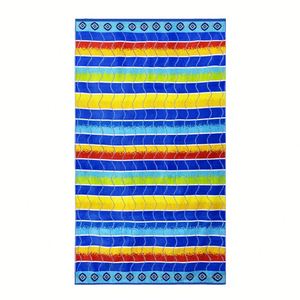 Serviette de plage épaisse en coton pur bouclé jacquard de haute qualité, personnalisée, anti-sable, avec logo - Product Image 1