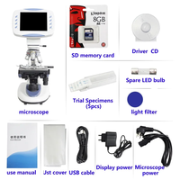 Microscope biologique numérique SCIEDU 5MP avec écran LCD 5,6'', grossissement 200-5000X, objectif à huile 100X, microscope de laboratoire avec carte USB SD