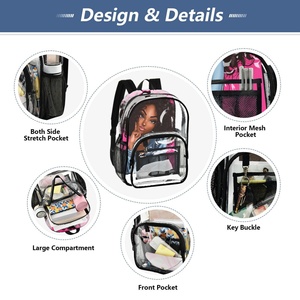 2025 New Arrival Hot Sales Custom Sublimated Print Transparent PVC Clear Leisure <b>Large</b> Size <b>School</b> <b>Backpack</b> Bag for Women - Product Image 5