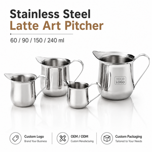 Kingze Outils pour barista 60ml 90ml 150ml 240ml Petit pichet à vapeur <span class=keywords><strong>Cappuccino</strong></span> Latte Art Espresso Café <span class=keywords><strong>Pot</strong></span> à <span class=keywords><strong>lait</strong></span> - Product Image 1