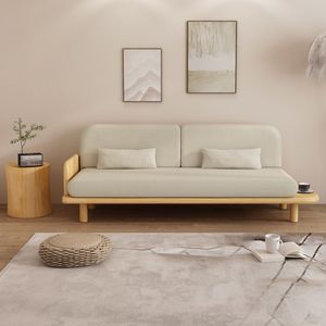 Solid <b>Wood</b> <b>Sofa</b> Three Seater Minimalist Living Room Upholstered Fabric L Shaped Combination Furniture - Product Image 3