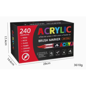 Marqueur liquide droit 240 couleurs avec pointe souple, stylo de dessin à encre permanente, marqueur acrylique liquide droit pour étudiants, nouveauté - Product Image 1