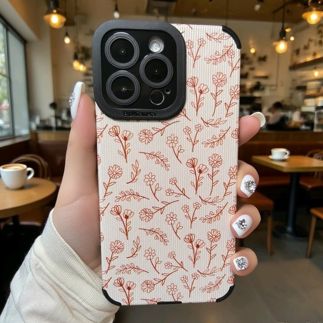 Fashion Full Screen Flower Printing Pattern Phone Case for iPhone 17 16 15 14 13 12 11 Pro Max Vertical Stripes Soft Rear Cover