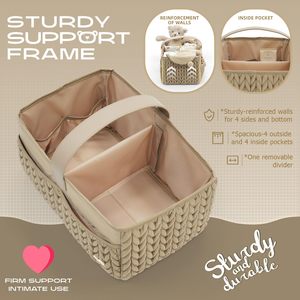 Organizador de Pañales Acolchado con Diseño de Espiga de Trigo, Gran Capacidad, Contenedor de Almacenamiento para Bebés, Impermeable, Portátil, para Mesa de Cambio - Product Image 4