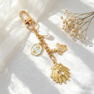 Pressed Dried Flower Keychain, Rose Gold Charm with Heart & Pearl, Elegant <b>Key</b> Ring for Women’s Bags & <b>Keys</b> - Product Image 4