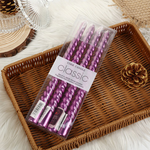 Bougies coniques torsadées sans gouttes ni fumée, surface métallique, sans parfum, en cire, pour la décoration de table lors de dîners. - Product Image 3