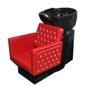 2021 Hot Sale Schwarz & Rot <span class=keywords><strong>Shampoo</strong></span> Stuhl Rücken Wasch stuhl Keramik schale - Product Image 1