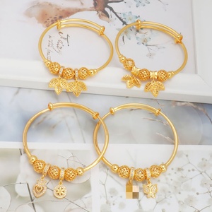JXX Pulsera de Oro de 24k con Baño de Oro para Adultos, Diseño de Hoja de Diamante y Corazón, Estilo Mariposa, Joyería para Mujer, Gran Venta - Product Image 1