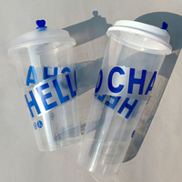 Gobelet en plastique PP rond givré jetable de 500 ml et 700 ml avec logo personnalisé imprimé pour thé à bulles, jus, vin, soda