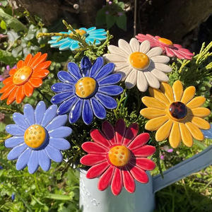 Ceramic Flower <strong>Daisy</strong> Pottery Large Plant Stake Fairy <strong>Garden</strong> Accessories Artificial Ceramic Flower <strong>Daisies</strong> - Product Image 1