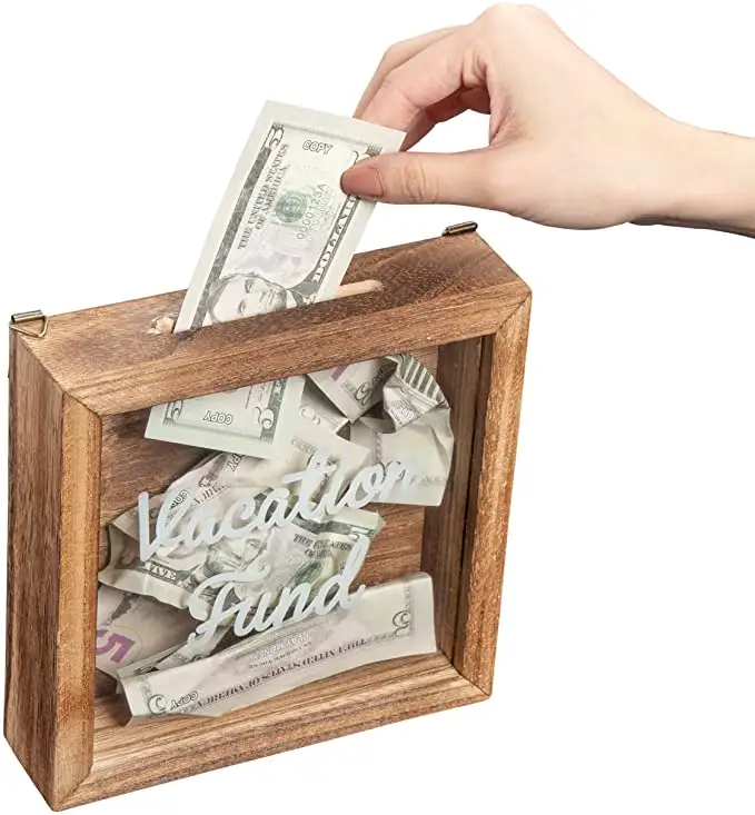 JUNJI madera conmemorativo de dinero de protección de almacenamiento de la caja de madera para la decoración del hogar caja de acrílico