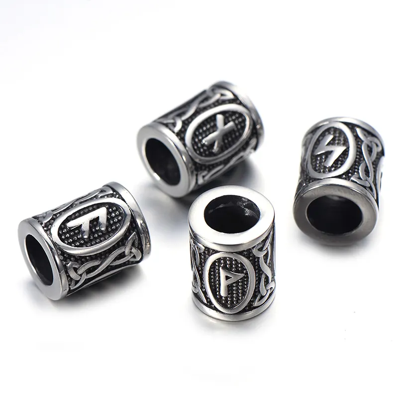 Breloques en acier inoxydable, 24 Styles, pour la fabrication de bijoux, tubes Runes Viking, pour Bracelets, pendentif ou collier, DIY