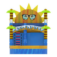 Nouveau toboggan aquatique gonflable bleu 6x3,5m en PVC, taille personnalisable, utilisation intérieure/extérieure, capacité pour 8 à 10 enfants