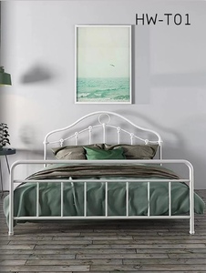 Сделано в Китае, высокое качество, простая дешевая черно-белая кованая железная Экологически чистая металлическая складная кровать - Product Image 6