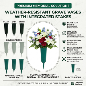 Custom Plastic Grave <strong>Vase</strong> with Ground Spike Stackable Funeral <strong>Memorial</strong> <strong>Vase</strong> Outdoor UV Resistant Spiked <strong>Vase</strong> - Product Image 2