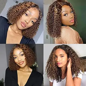 Dropshopping-pelucas de cabello humano rizado, postizo de encaje corto de 13x4, Color ombré Bob, P4/27, B14 - Product Image 5