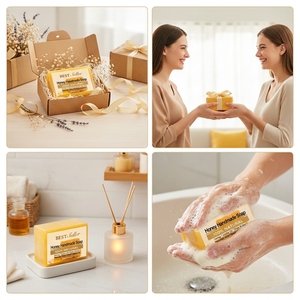 Savon au miel OEM en gros 200g, au beurre de karité et de jojoba, nettoyage en profondeur et nourrissant pour le visage et le corps, tous types de peau, conforme CPNP UE, logo personnalisé - Product Image 5