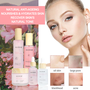 Set per la cura della pelle rosa di bellezza organico per lo sbiancamento del viso Anit invecchiamento antirughe viso olio siero Toner crema per la cura della pelle Set - Product Image 3