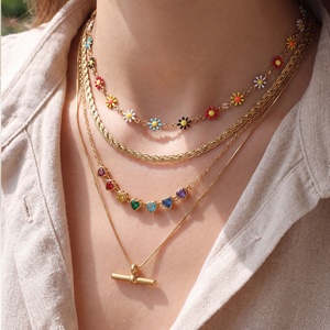 Schmuck <span class=keywords><strong>Jingjing</strong></span> Großhandel Vergoldete Gliederkette Blumen Herz Schmetterling Tennis Kristall Mode Charm Damen Halskette - Product Image 1