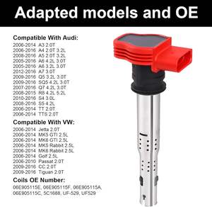 2008-2016大众CC，适用于GTI奥迪A4 A6兼容06E905115E 06E905115F 2.0T点火线圈新条件1pcs Co - Product Image 2