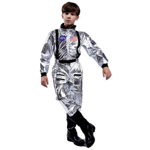 Costume d'astronaute pour enfants, garçons et filles, combinaison spatiale argentée, déguisement de fête d'Halloween pour enfants M094 - Product Image 4