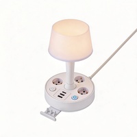 Lámpara de Mesa Cuadrada Retro SUZHERM, Enchufe Estándar Europeo, 3 Ranuras, 2 Puertos USB, 1 Puerto Tipo-C, Cable de 2 m, Carcasa Resistente al Fuego