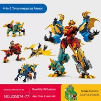 Bloques de Construcción Deformables, Rompecabezas de Ensamblaje, Robot Mecha, Rey de los Dinosaurios, Juguete Infantil Compatible con Plástico para Manualidades