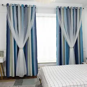 Fantasy Princess Style Double Layers Blackout Bedroom Bay Windows Cordless Vertical Blinds Curtains Adjust Light Sun Shade Roman