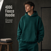 Sweat à capuche unisexe de haute qualité, 400 GSM, épais, pour l'hiver, uni, personnalisable avec logo, en polaire polyester/coton, coupe oversize