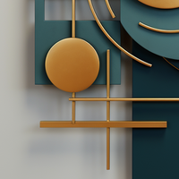 Décoration Murale Métal Fer Géométrique 3D 65x85cm Luxe Contemporain Artisanat pour Salon, Dropshipping 2024, Suspension Murale de Luxe