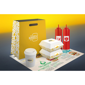 Boîte en papier d'emballage pour hamburger, hot-dog, frites, déjeuner à emporter, en carton ondulé miniature jetable avec logo personnalisé imprimé - Product Image 5