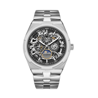 HANBORO Montre mécanique sport entièrement automatique pour homme en alliage étanche lumineux en acier inoxydable avec cadran en verre et pointeur de fenêtre