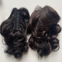 Extensions de cheveux humains de vague de corps de queue de cheval longue et droite pour femmes avec des griffes de pince de queue de cheval-variété de styles