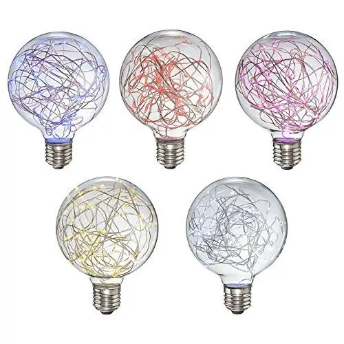 Led Bulbs Vintage Style Edison Bulb G80 Globe 3W Copper Wire Firework 220/240V E27 RGB Multi Color Flash Light Bulbs