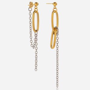 Pendientes Modernos con Borlas Geométricas, Color Oro 18K y Plata, Cadena de Acero Inoxidable, Estilo Lámpara de Araña - Product Image 1