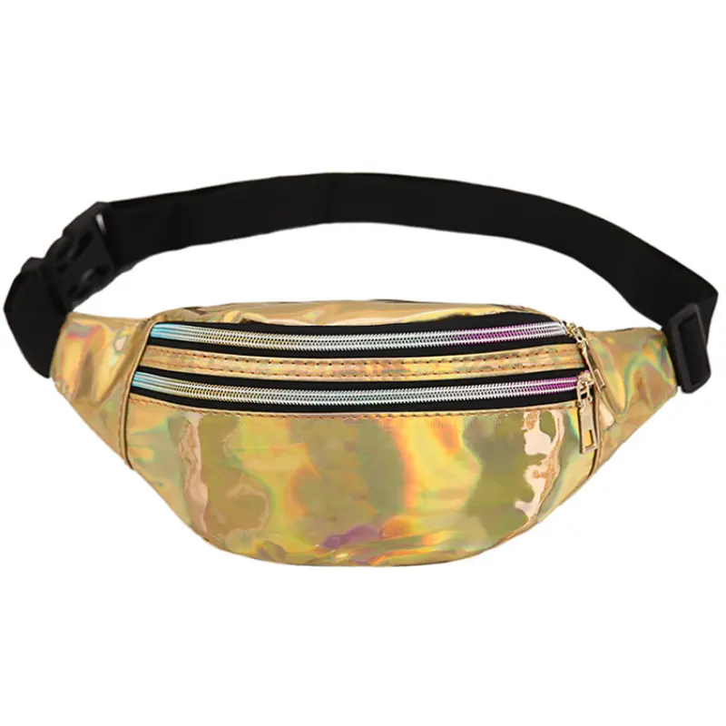 Bling Metallic Holographic Fanny Pack Smell Proof Waist Bag Fashion Sling Bags