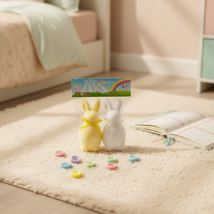 Decoratief stuk met stapelcoating Paashaas Gebreid Schattig konijn Meerkleurig Schattig konijn Premium bureaublad - Product Image 2