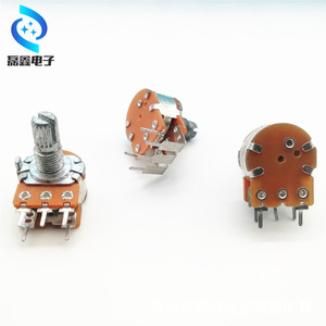 โพเทนชิโอมิเตอร์แบบหมุนเดี่ยว Wh148 แกนเกลียว M6x0.75 แบบมีร่อง 1 รอบ B1K B10K B500K สำหรับควบคุมความเร็วหรือการหรี่ไฟ - Product Image 1