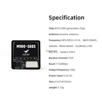 Module GPS Hglrc M100-5883 M10 avec boussole, antenne en céramique intégrée, écran LED 21x21mm pour avion RC FPV longue portée