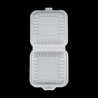 Boîte à hamburger en plastique PP de qualité alimentaire 6x6 pouces, écologique, jetable, avec base noire et couvercle transparent pour