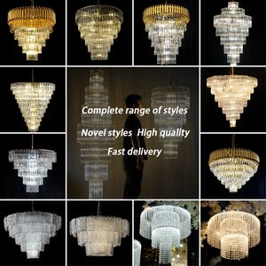 LEDA Lustre de luxe à LED en métal et cristal de dernière conception pour les décorations de plafond de mariage et d'hôtel - Product Image 5